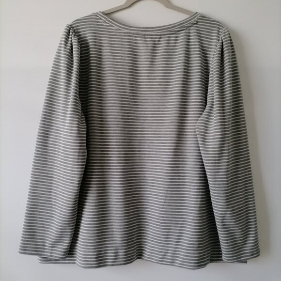Liz Claiborne Womens Gray White Long Sleeve Round Neck Striped T Shirt Size XXL - Picture 4 of 6